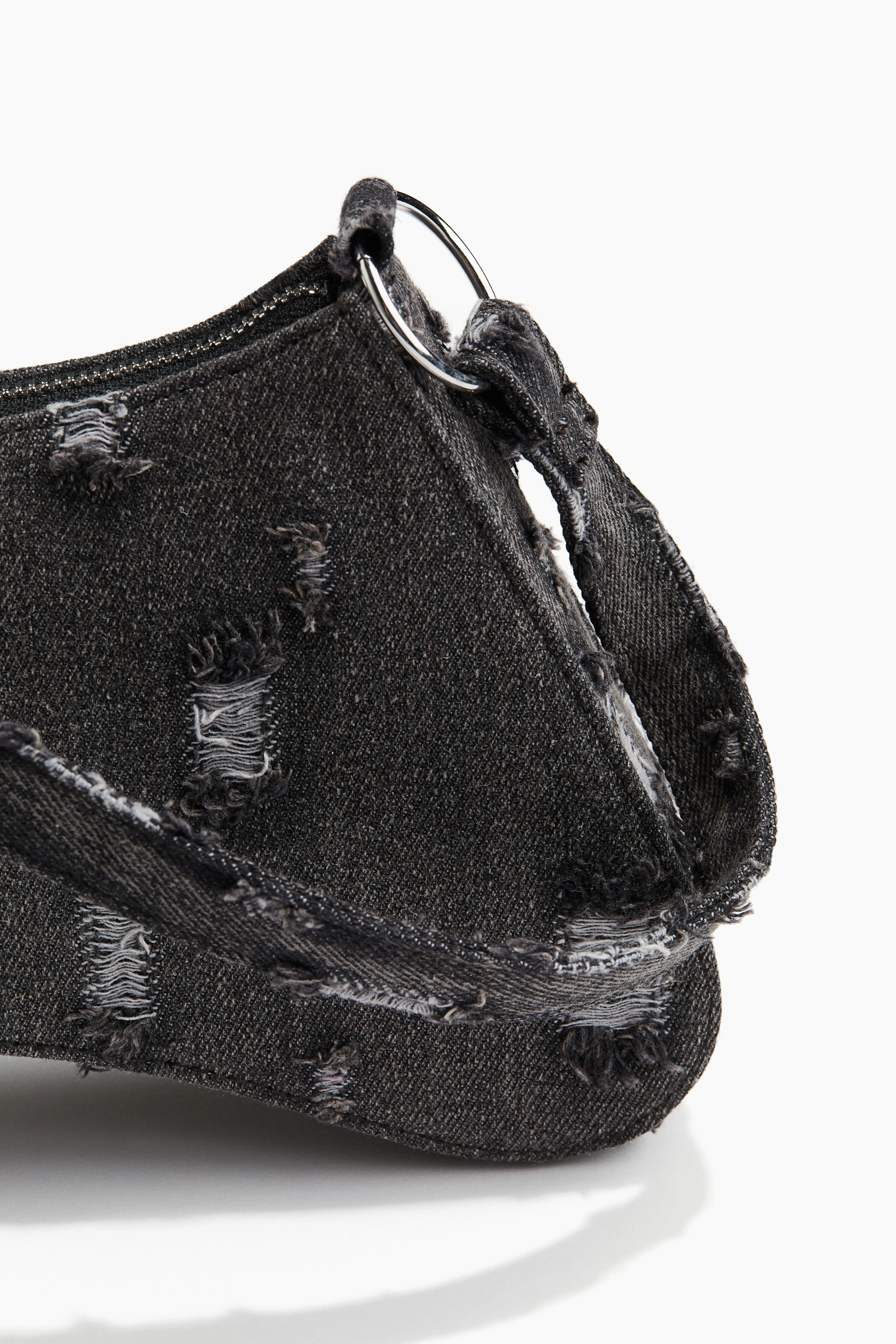 Worn-look denim shoulder bag - Black - Ladies | H&M GB