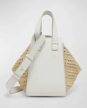 x Paula’s Ibiza Hammock Compact Top-Handle Bag in Raffia with Leather Handles