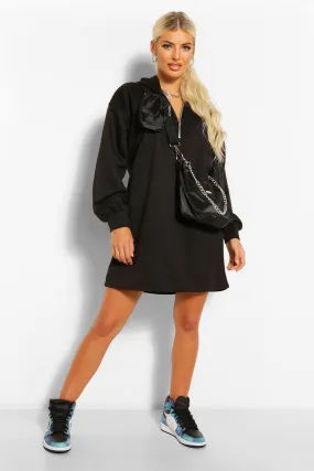 Zip Hooded Oversized Sweatshirt Dress