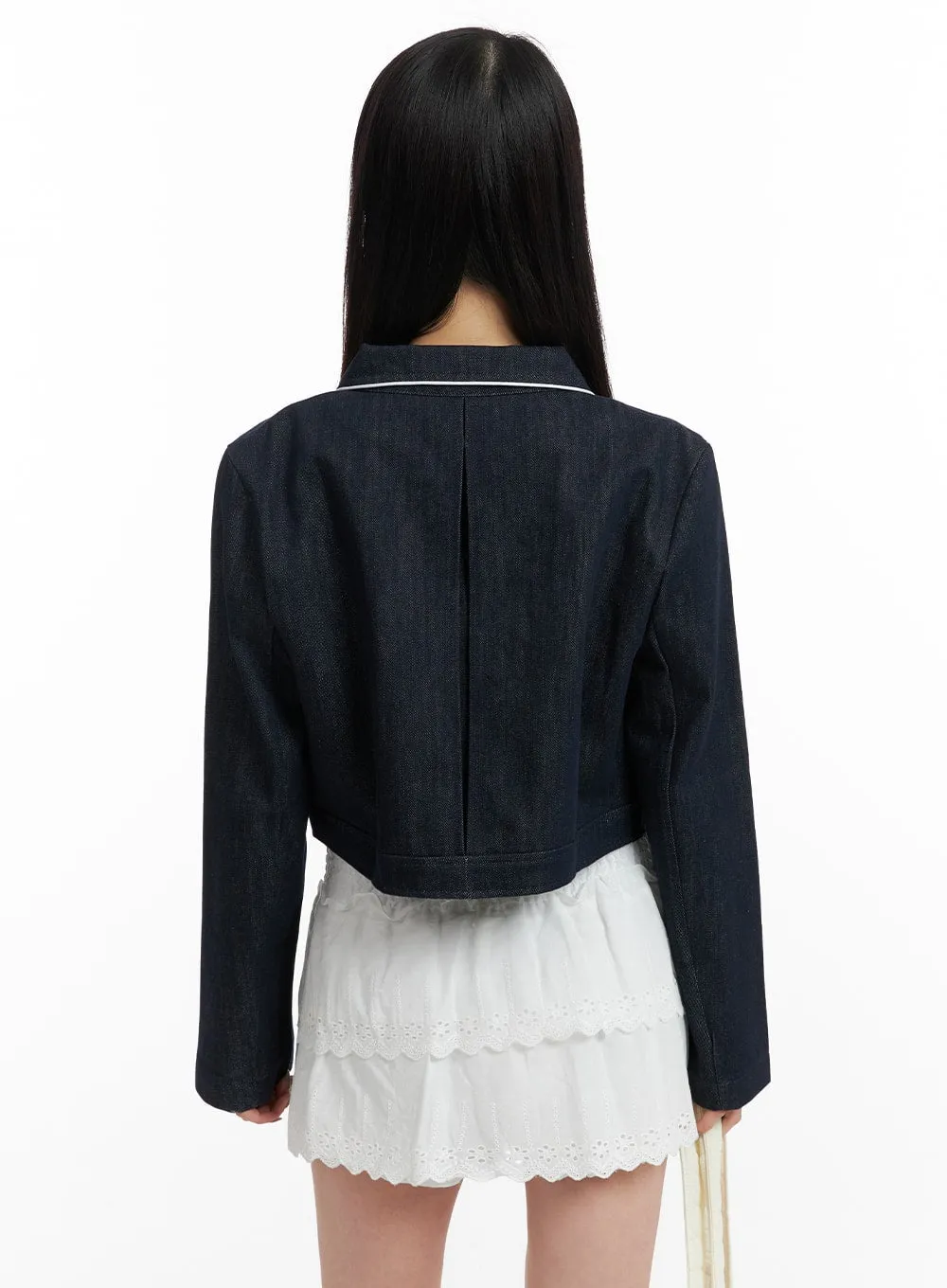 Zip-Up Crop Denim Jacket IF423